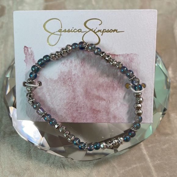 Iridescent and silver Bead stretch bracelet by Jessica Simpson - Picture 2 of 4